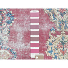 Load image into Gallery viewer, 3&#39;9&quot;x7&#39; Vine Red, Vintage Persian Kerman Sheared Low, Distressed Look Worn Wool Hand Knotted, Oriental Rug FWR491676