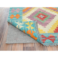 Load image into Gallery viewer, 2&#39;7&quot;x12&#39;9&quot; Colorful, Soft Wool Hand Woven, Afghan Kilim with Geometric Design Natural Dyes, Flat Weave Reversible, Runner Oriental Rug FWR493092