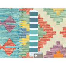 Load image into Gallery viewer, 2&#39;7&quot;x12&#39;9&quot; Colorful, Soft Wool Hand Woven, Afghan Kilim with Geometric Design Natural Dyes, Flat Weave Reversible, Runner Oriental Rug FWR493092