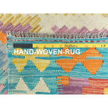 Load image into Gallery viewer, 2&#39;7&quot;x12&#39;9&quot; Colorful, Soft Wool Hand Woven, Afghan Kilim with Geometric Design Natural Dyes, Flat Weave Reversible, Runner Oriental Rug FWR493092