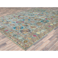 Load image into Gallery viewer, 8&#39;8&quot;x11&#39;9&quot; Light Blue, Vegetable Dyes Dense Weave, Extra Soft Wool Hand Knotted, Afghan Super Kazak with Geometric Medallions, Oriental Rug FWR493638