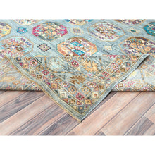 Load image into Gallery viewer, 8&#39;8&quot;x11&#39;9&quot; Light Blue, Vegetable Dyes Dense Weave, Extra Soft Wool Hand Knotted, Afghan Super Kazak with Geometric Medallions, Oriental Rug FWR493638