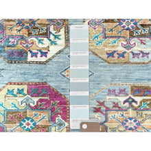 Load image into Gallery viewer, 8&#39;8&quot;x11&#39;9&quot; Light Blue, Vegetable Dyes Dense Weave, Extra Soft Wool Hand Knotted, Afghan Super Kazak with Geometric Medallions, Oriental Rug FWR493638