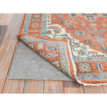 Load image into Gallery viewer, 4&#39;x5&#39;7&quot; Brick Red, Dense Weave Natural Wool, Hand Knotted Afghan Peshawar with Serapi Heriz Design, Vegetable Dyes, Oriental Rug FWR495030