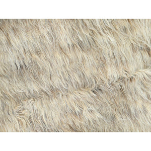 13'6"x13'6" Beige, Shaggy Moroccan Exotic Texture, Undyed Natural Wool Hand Knotted, Round Oriental Rug FWR495378