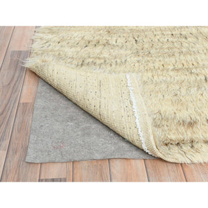 10'1"x14'1" Beige, Undyed Natural Wool Hand Knotted, Shaggy Moroccan Exotic Texture, Oriental Rug FWR495390