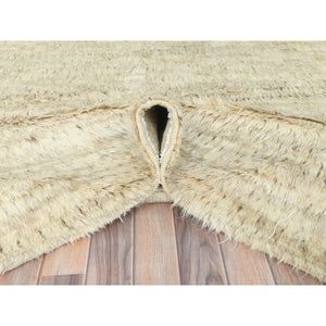 10'1"x14'1" Beige, Undyed Natural Wool Hand Knotted, Shaggy Moroccan Exotic Texture, Oriental Rug FWR495390