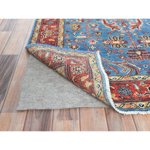 Load image into Gallery viewer, 3&#39;10&quot;x5&#39;10&quot; Denim Blue, Soft Wool Hand Knotted, Afghan Peshawar with All Over Serapi Heriz Design, Vegetable Dyes Dense Weave, Oriental Rug FWR495822