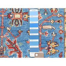 Load image into Gallery viewer, 3&#39;10&quot;x5&#39;10&quot; Denim Blue, Soft Wool Hand Knotted, Afghan Peshawar with All Over Serapi Heriz Design, Vegetable Dyes Dense Weave, Oriental Rug FWR495822