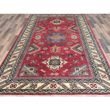 Load image into Gallery viewer, 6&#39;x9&#39;1&quot; Rouge Pink, Natural Dyes Densely Woven, Organic Wool Hand Knotted, Afghan Super Kazak with Large Medallion, Oriental Rug FWR495864