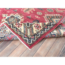 Load image into Gallery viewer, 6&#39;x9&#39;1&quot; Rouge Pink, Natural Dyes Densely Woven, Organic Wool Hand Knotted, Afghan Super Kazak with Large Medallion, Oriental Rug FWR495864