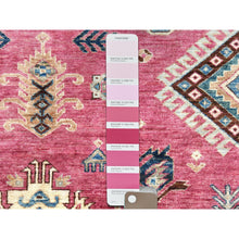 Load image into Gallery viewer, 6&#39;x9&#39;1&quot; Rouge Pink, Natural Dyes Densely Woven, Organic Wool Hand Knotted, Afghan Super Kazak with Large Medallion, Oriental Rug FWR495864