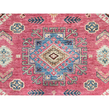 Load image into Gallery viewer, 6&#39;x9&#39;1&quot; Rouge Pink, Natural Dyes Densely Woven, Organic Wool Hand Knotted, Afghan Super Kazak with Large Medallion, Oriental Rug FWR495864