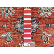 Load image into Gallery viewer, 2&#39;7&quot;x9&#39;9&quot; Fire Brick, Afghan Super Kazak With Geometric Medallions, Natural Dyes, Densely Woven, Soft Wool, Hand Knotted, Runner Oriental Rug FWR496644