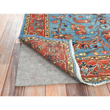 Load image into Gallery viewer, 4&#39;x5&#39;9&quot; Air Force Blue, Afghan Peshawar with All Over Heriz Design Vegetable Dyes, Natural Wool Hand Knotted, Oriental Rug FWR496980