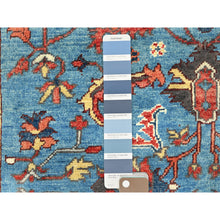 Load image into Gallery viewer, 4&#39;x5&#39;9&quot; Air Force Blue, Afghan Peshawar with All Over Heriz Design Vegetable Dyes, Natural Wool Hand Knotted, Oriental Rug FWR496980