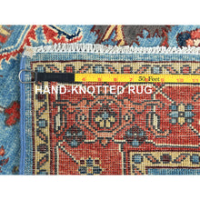 Load image into Gallery viewer, 4&#39;x5&#39;9&quot; Air Force Blue, Afghan Peshawar with All Over Heriz Design Vegetable Dyes, Natural Wool Hand Knotted, Oriental Rug FWR496980