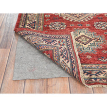 Load image into Gallery viewer, 2&#39;8&quot;x11&#39;6&quot; Fire Brick, Afghan Super Kazak With Geometric Medallions, Natural Dyes, Densely Woven, Natural Wool, Hand Knotted, Runner Oriental Rug FWR497400