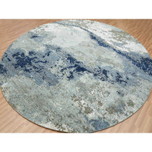 Load image into Gallery viewer, 10&#39;4&quot;x10&#39;4&quot; Blue Modern Abstract Design, Pure Wool, Hand Knotted, Densely Woven, Persian Knot Round Oriental Rug FWR498186