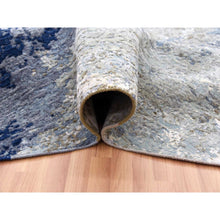 Load image into Gallery viewer, 10&#39;4&quot;x10&#39;4&quot; Blue Modern Abstract Design, Pure Wool, Hand Knotted, Densely Woven, Persian Knot Round Oriental Rug FWR498186