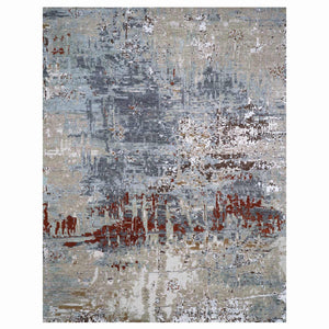 12'x15'1" Gray Abstract Design, Persian Knot with All Wool, Hand Knotted Oversized Oriental Rug FWR498222