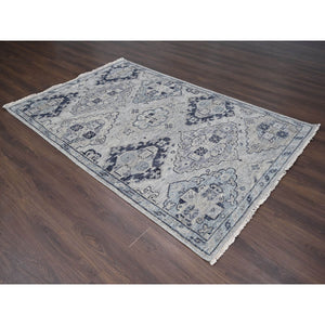 5'10"x8'10" Silver Gray, Natural Wool Hand Knotted, Anatolian Design, Supple Collection Thick and Plush, Oriental Rug FWR504426