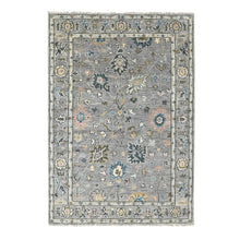 Load image into Gallery viewer, 6&#39;2&quot;x9&#39; Gray with Pop of Color, Oushak Design, Plush and Lush Supple Collection, Soft Wool Hand Knotted, Oriental Rug FWR505602