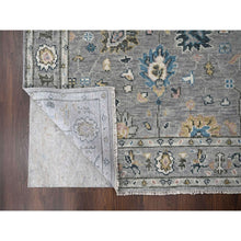 Load image into Gallery viewer, 6&#39;2&quot;x9&#39; Gray with Pop of Color, Oushak Design, Plush and Lush Supple Collection, Soft Wool Hand Knotted, Oriental Rug FWR505602