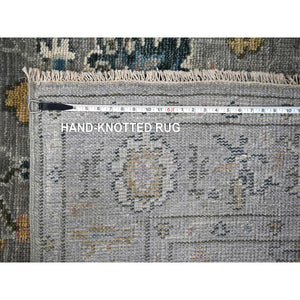 6'2"x9' Gray with Pop of Color, Oushak Design, Plush and Lush Supple Collection, Soft Wool Hand Knotted, Oriental Rug FWR505602