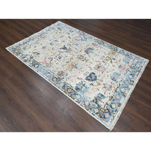 5'10"x8'10" Ivory, Hand Knotted, Mahal Design, Supple Collection, Soft Pile, Pure Wool, Vegetable Dyes, Oriental Rug FWR505764