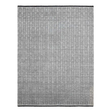 Load image into Gallery viewer, 7&#39;10&quot;x10&#39; Black and Gray, Wool and Plant Based Silk, Modern Textured Roman Floor Design, Hand Loomed, Oriental Rug FWR505782