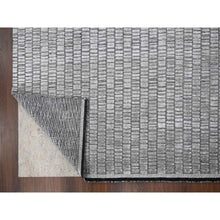 Load image into Gallery viewer, 7&#39;10&quot;x10&#39; Black and Gray, Wool and Plant Based Silk, Modern Textured Roman Floor Design, Hand Loomed, Oriental Rug FWR505782