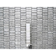 Load image into Gallery viewer, 7&#39;10&quot;x10&#39; Black and Gray, Wool and Plant Based Silk, Modern Textured Roman Floor Design, Hand Loomed, Oriental Rug FWR505782