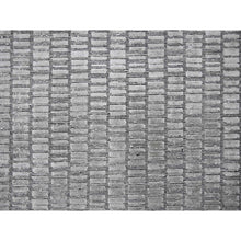 Load image into Gallery viewer, 7&#39;10&quot;x10&#39; Black and Gray, Wool and Plant Based Silk, Modern Textured Roman Floor Design, Hand Loomed, Oriental Rug FWR505782