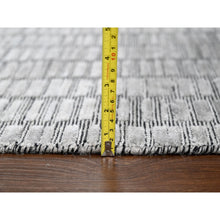 Load image into Gallery viewer, 7&#39;10&quot;x10&#39; Black and Gray, Wool and Plant Based Silk, Modern Textured Roman Floor Design, Hand Loomed, Oriental Rug FWR505782