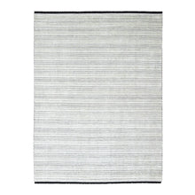 Load image into Gallery viewer, 7&#39;10&quot;x10&#39; Black and Ivory, Modern Textured and Variegated Line Design, Wool and Plant Based Silk, Hand Loomed, Oriental Rug FWR506004