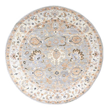 Load image into Gallery viewer, 7&#39;10&quot;x8&#39; Grey and Ivory, Hand Knotted Oushak Inspired Supple Collection, 100% Wool, Plush and Lush, Round Oriental Rug FWR506418