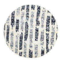 Load image into Gallery viewer, 7&#39;10&quot;x8&#39; Black and Ivory, Thick and Plush, Organic Undyed Wool, Modern Erased Column Design, Hand Knotted, Round, Oriental Rug FWR506604