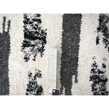 Load image into Gallery viewer, 10&#39;2&quot;x13&#39;7&quot; Ivory and Black, Organic Undyed Wool, Natural Dyes, Thick and Plush, Modern Erased Column Design, Hand Knotted, Oriental Rug FWR506658