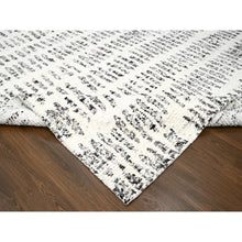 Load image into Gallery viewer, 12&#39;1&quot;x17&#39;9&quot; White Heat with Charcoal Black, Modern Design, Organic Wool, Natural Dyes, Tone on Tone, Soft Pile, Hand Knotted, Oversized Oriental Rug FWR506694