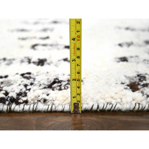 12'1"x17'9" White Heat with Charcoal Black, Modern Design, Organic Wool, Natural Dyes, Tone on Tone, Soft Pile, Hand Knotted, Oversized Oriental Rug FWR506694