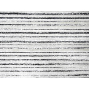 14'x16' Anti-Flash White and Black, Wool and Plant Based Silk, Modern Textured and Variegated Line Design, Hand Loomed, Oversized Oriental Rug FWR506736
