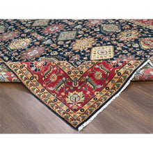 Load image into Gallery viewer, 9&#39;x12&#39; Carbon Black With Turkey Red, Karajeh Design with All Over Pattern, Vegetable Dyes, Pure Wool, Soft Pile, Hand Knotted, Oriental Rug FWR506742