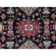 Load image into Gallery viewer, 9&#39;x12&#39; Carbon Black With Turkey Red, Karajeh Design with All Over Pattern, Vegetable Dyes, Pure Wool, Soft Pile, Hand Knotted, Oriental Rug FWR506742