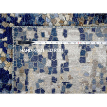 Load image into Gallery viewer, 4&#39;x6&#39; Millennium Blue, Modern Mosaic Design with Mix of Gold, Denser Weave, Wool and Silk, Persian Knot, Hand Knotted, Oriental Rug FWR507090