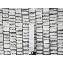 Load image into Gallery viewer, 2&#39;x3&#39; Anti-Flash White, Modern Textured and Roman Floor Design, Hand Loomed, Wool and Plant Based Silk, Mat Oriental Rug FWR507186