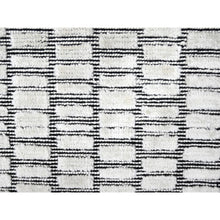 Load image into Gallery viewer, 2&#39;x3&#39; Anti-Flash White, Modern Textured and Roman Floor Design, Hand Loomed, Wool and Plant Based Silk, Mat Oriental Rug FWR507186
