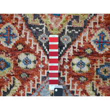 Load image into Gallery viewer, 6&#39;x8&#39;10&quot; Prismatic Red, Supple Collection Hand Knotted Shiraz Design with Serrated Medallions, Organic Wool, Oriental Rug FWR507378