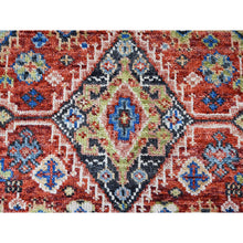 Load image into Gallery viewer, 6&#39;x8&#39;10&quot; Prismatic Red, Supple Collection Hand Knotted Shiraz Design with Serrated Medallions, Organic Wool, Oriental Rug FWR507378