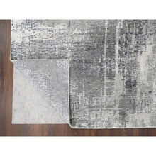 Load image into Gallery viewer, 5&#39;10&quot;x5&#39;9&quot; Stone Eagle and Lava Gray, Densely Woven, Persian Knot, Abstract with Mosaic Design, Wool and Silk, Hand Knotted, Square Oriental Rug FWR507630